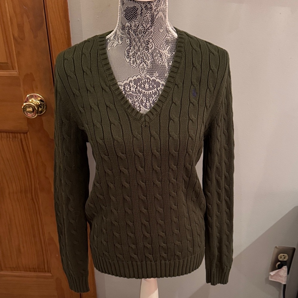 Polo Ralph Lauren Olive V-Neck Sweater